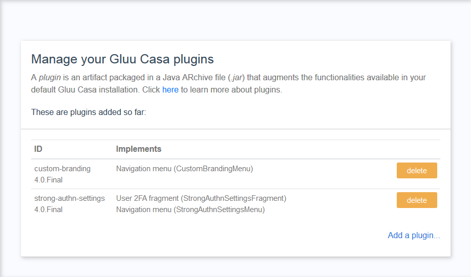 plugins page